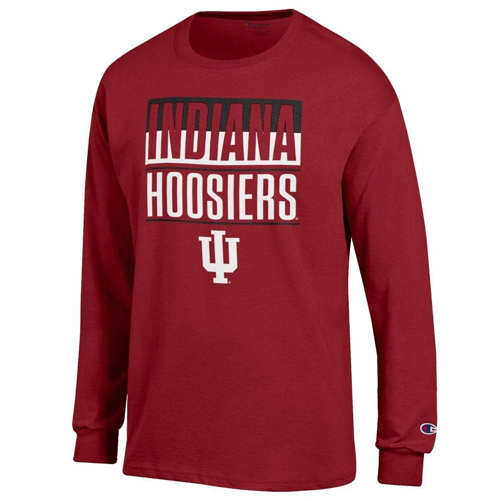 Indiana Champion Split Color Stack Over Logo Long Sleeve Tee