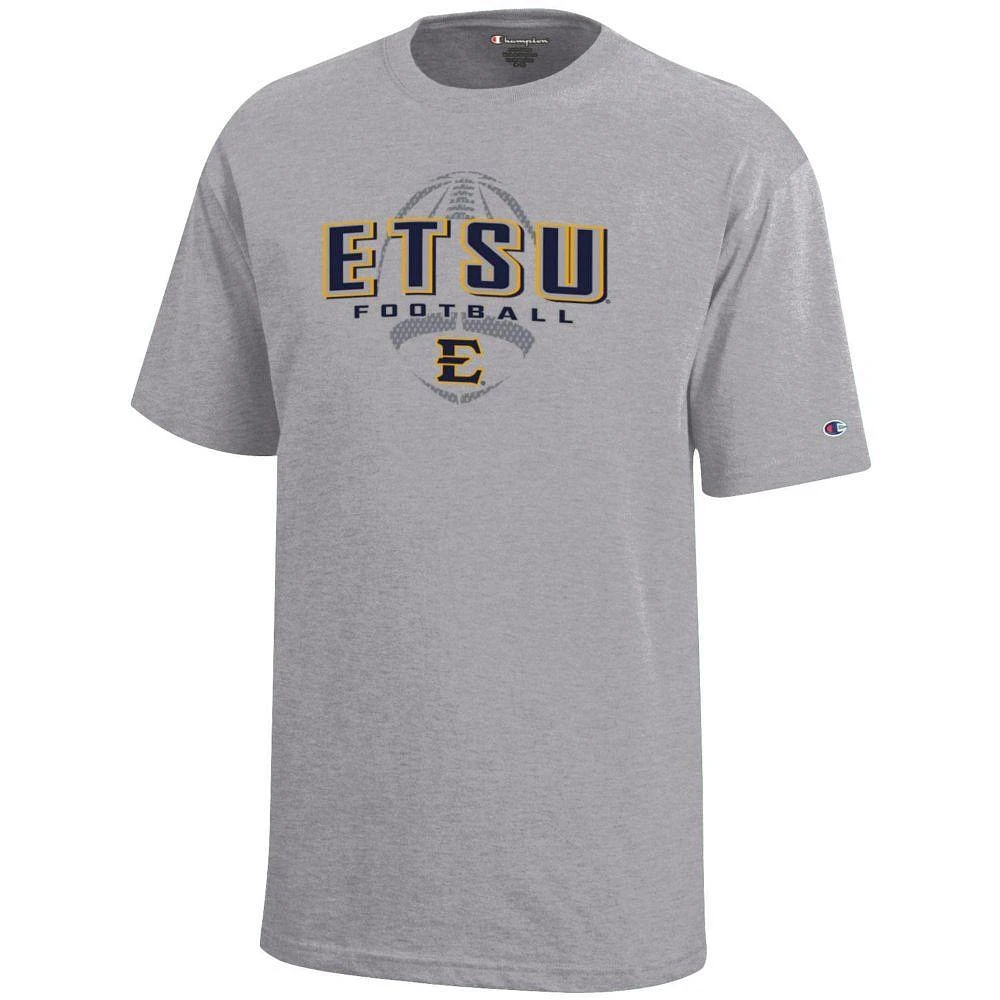 ETSU Champion YOUTH Wordmark Over Football Tee