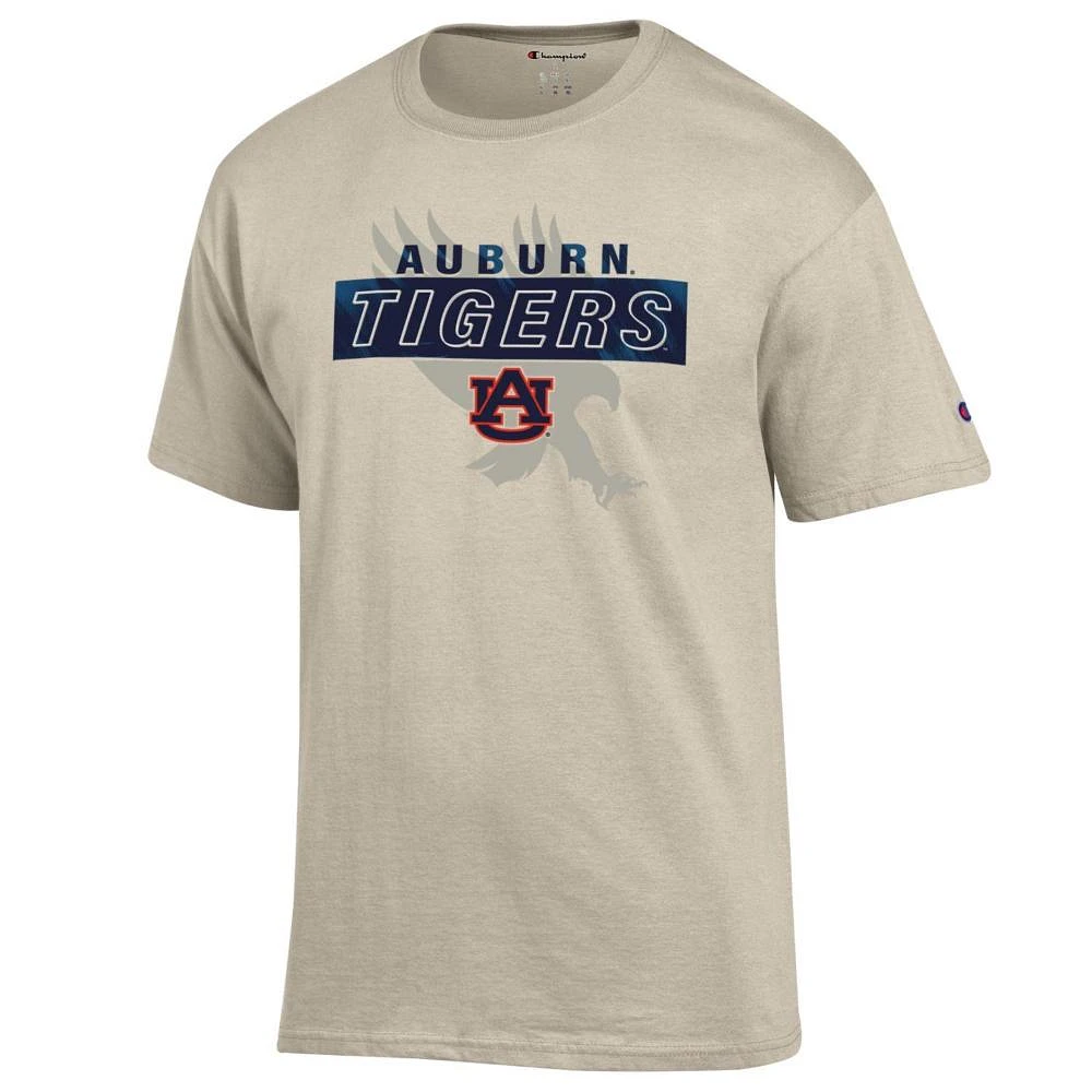 Auburn Champion Wordmark Stack Over Tonal Logo Tee