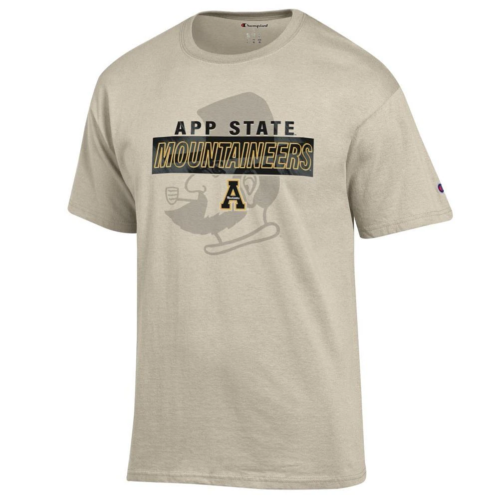 Appalachian State Champion Wordmark Stack Over Tonal Logo Tee