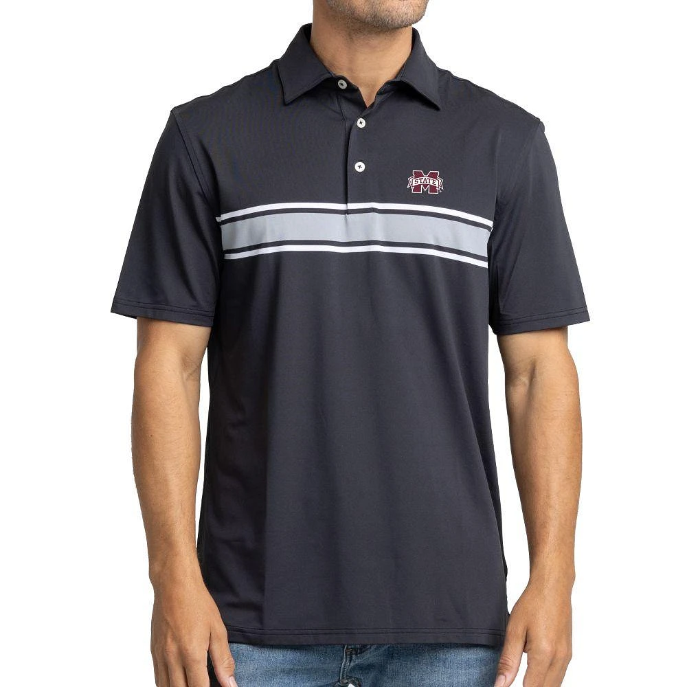 Mississippi State Southern Tide Brenton Chest Stripe Performance Polo