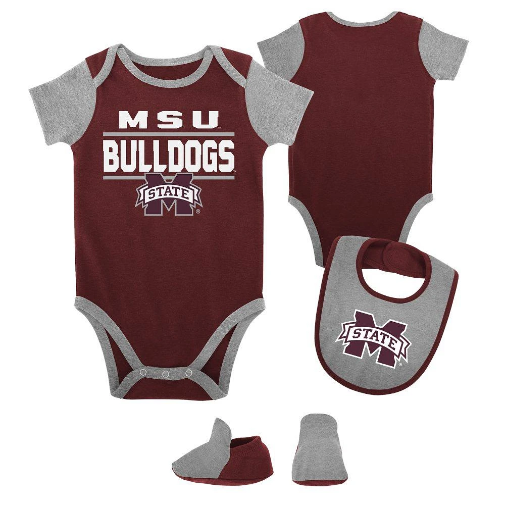 Mississippi State Infant Home Field Creeper, Bib, Bootie Set
