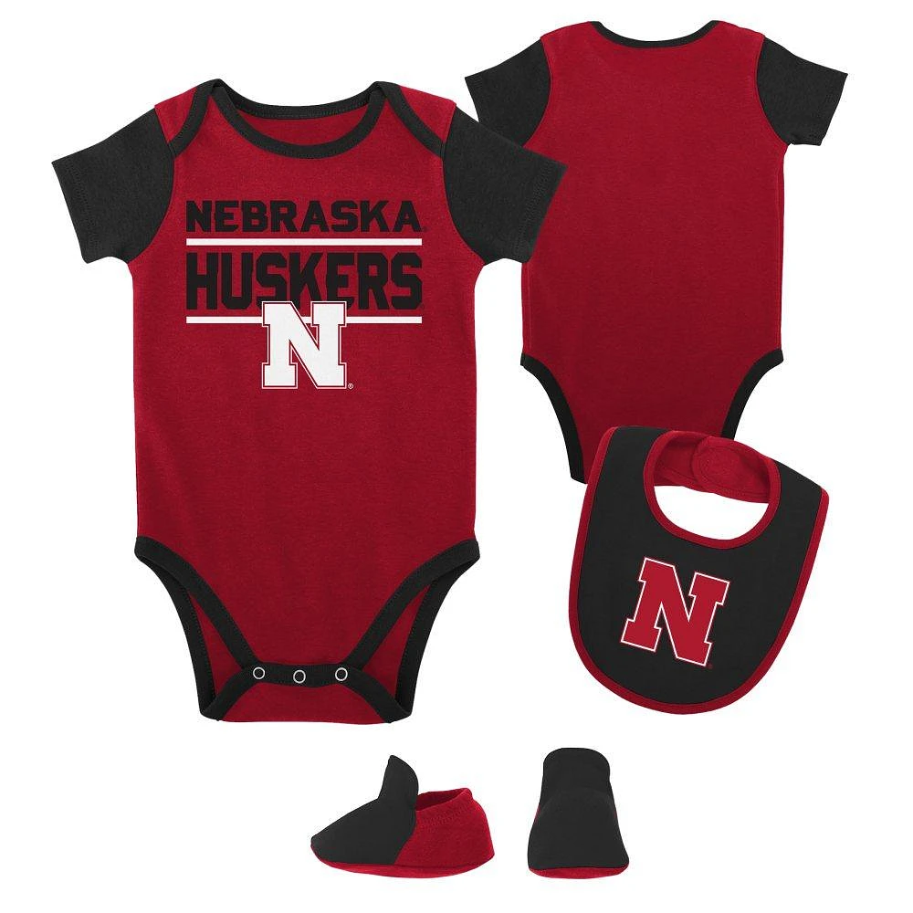 Nebraska Infant Home Field Creeper, Bib, Bootie Set