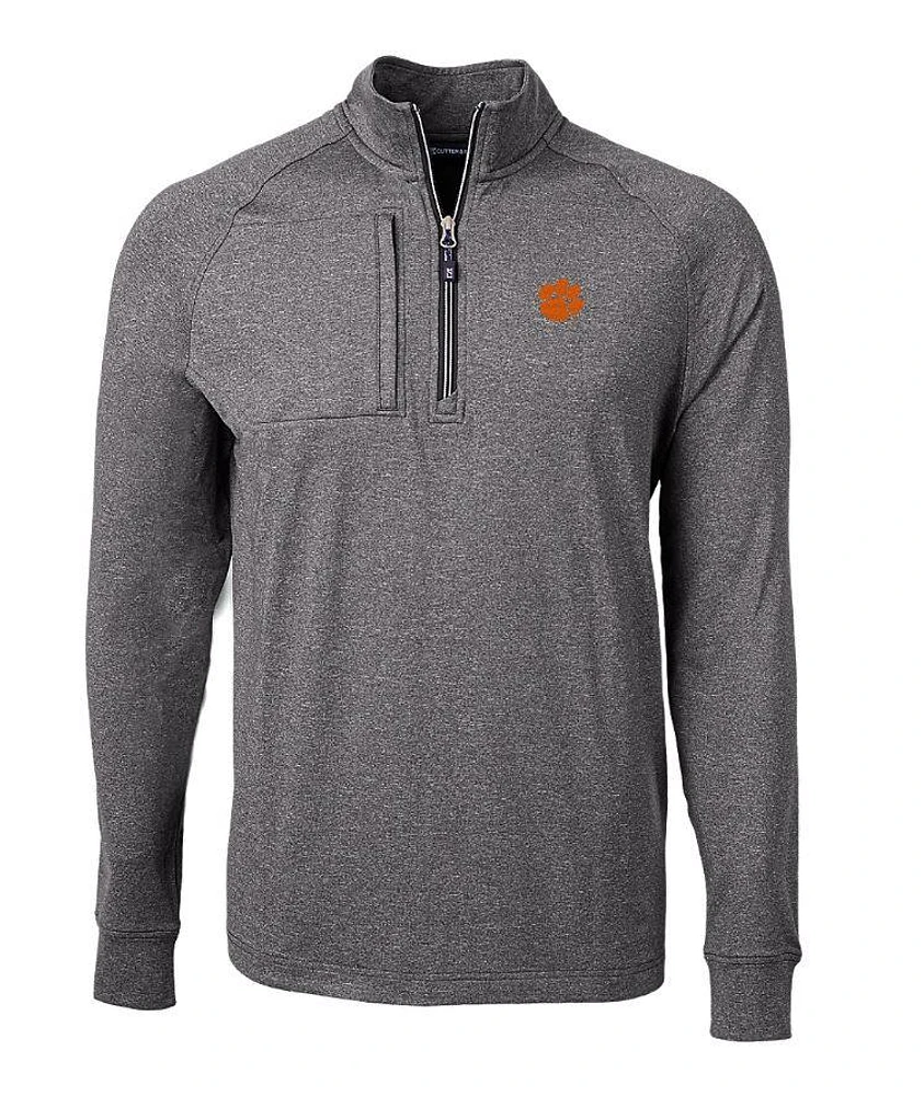 Clemson Cutter & Buck Men's Adapt Eco Knit Heather 1/4 Zip Pullover