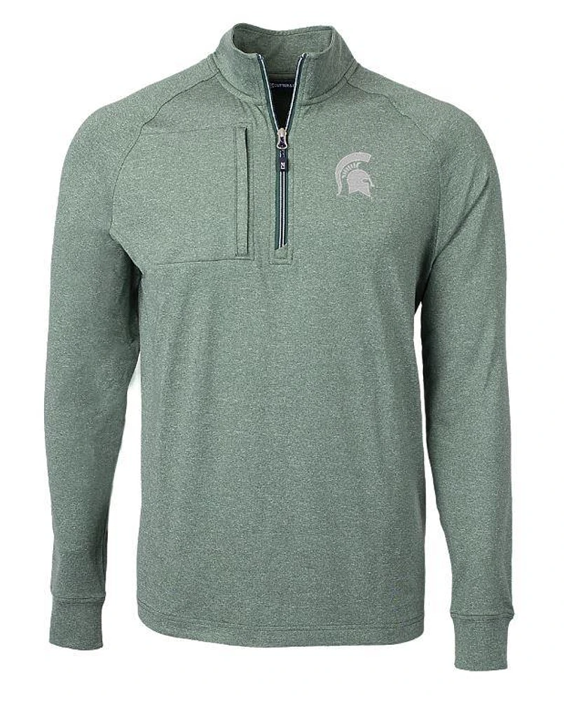 Michigan State Cutter & Buck Men's Adapt Eco Knit Heather 1/4 Zip Pullover