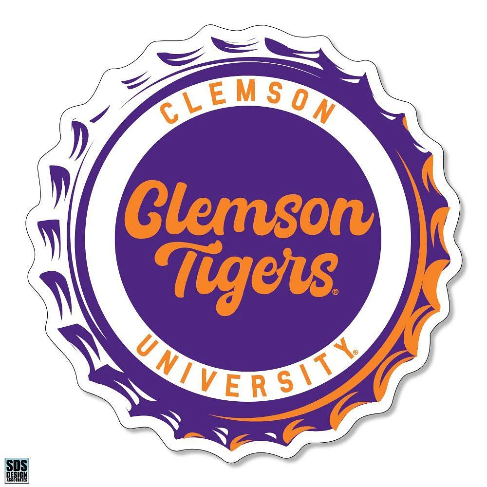 Clemson 3.25 Inch Bottle Cap Rugged Sticker Decal