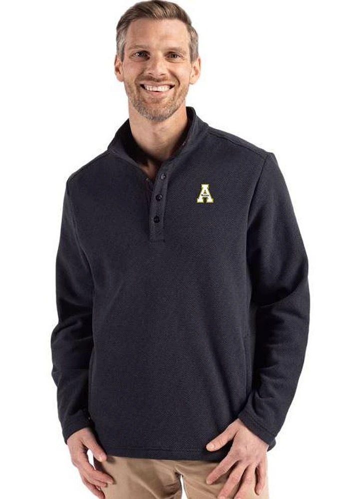 App State Cutter & Buck Hunts Point Textured Fleece Snap Pullover