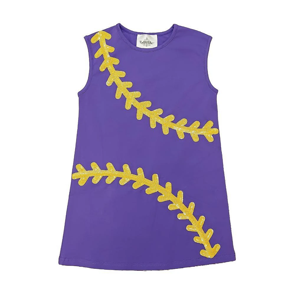 Purple Kids Glitter Baseball Dress