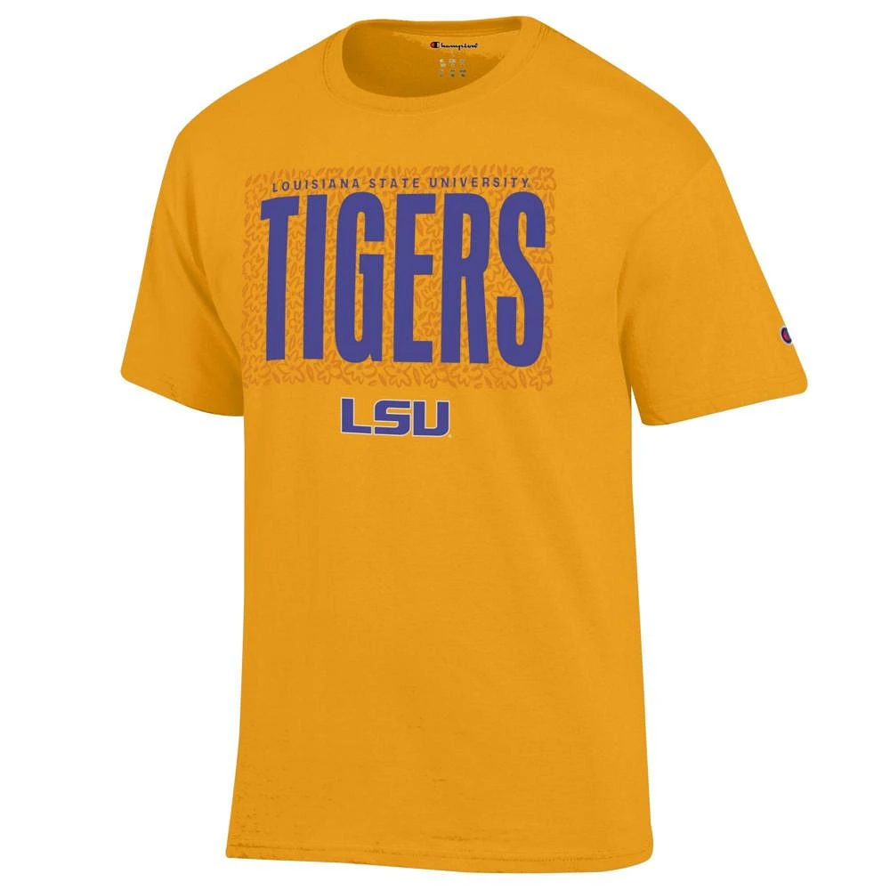 LSU Champion Rectangle Over Print with Logo Tee