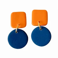 Navy and Orange Sweet Tree Jewelry Emelyn Mixed Shape Earrings