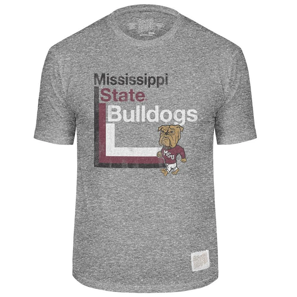 Mississippi State Retro Brand Lined Mascot Streaky Tee