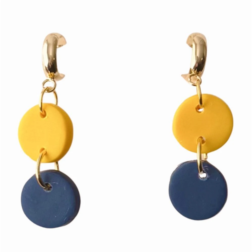 Navy and Yellow Sweet Tree Jewelry Ember Double Circle Drop Earrings