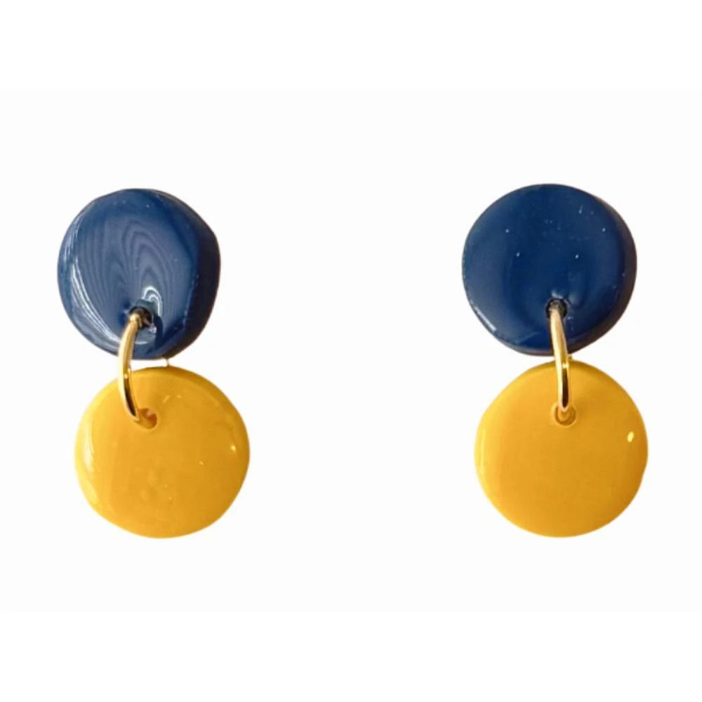 Navy and Yellow Sweet Tree Jewelry Paiyton Circle Drop Earrings