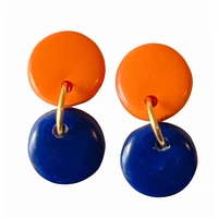 Royal and Orange Sweet Tree Jewelry Paiyton Circle Drop Earrings