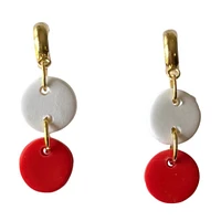 Red and White Sweet Tree Jewelry Ember Double Circle Drop Earrings