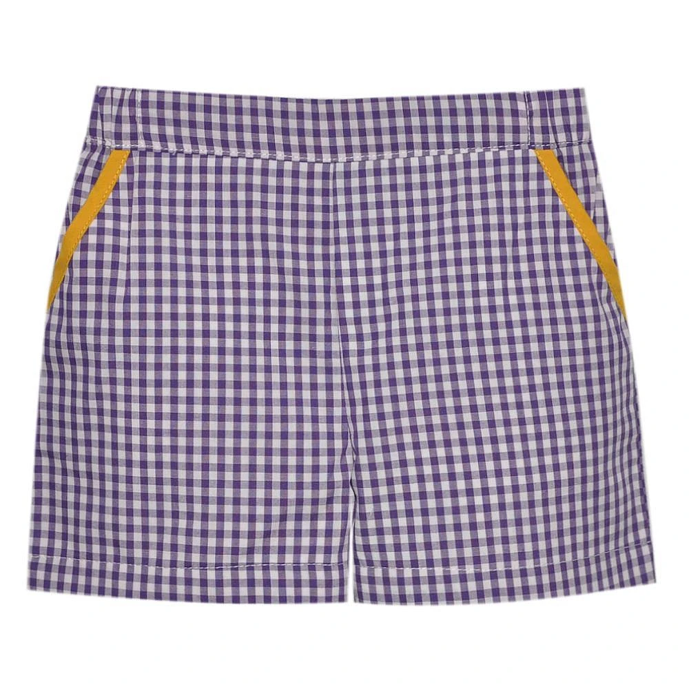 Purple and Gold Toddler Unisex Gingham Shorts