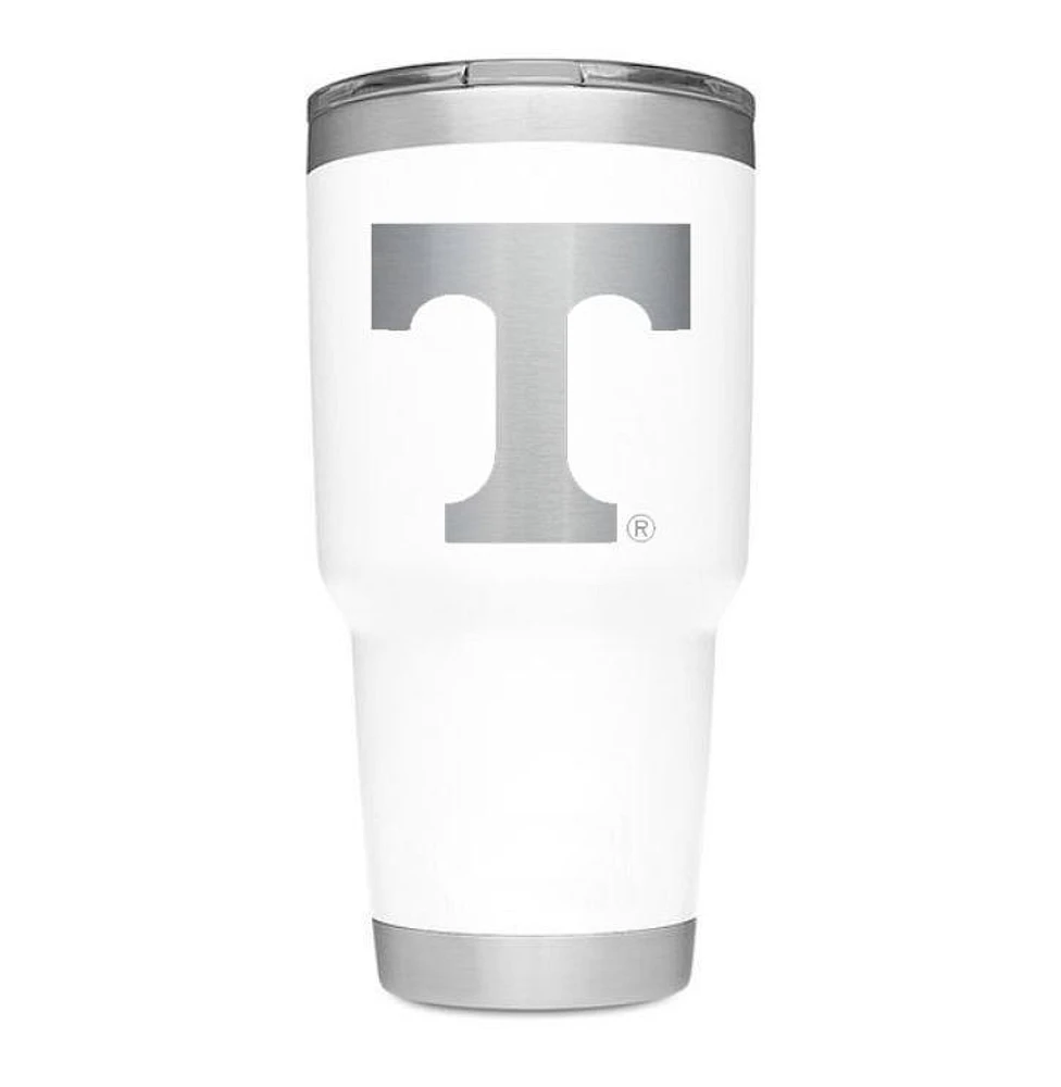 Tennessee Yeti 30 Oz White Powder Coated Rambler