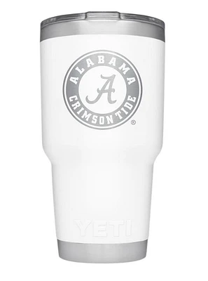 Alabama Yeti 30 Oz White Powder Coated Rambler