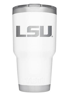 LSU Yeti 30 Oz White Powder Coated Rambler
