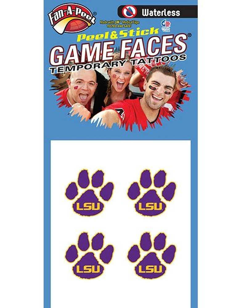 LSU Paw Waterless Face Tattoos