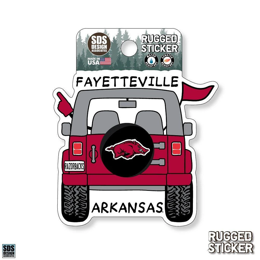 Arkansas Seasons Design Cartoon Jeep 3.25