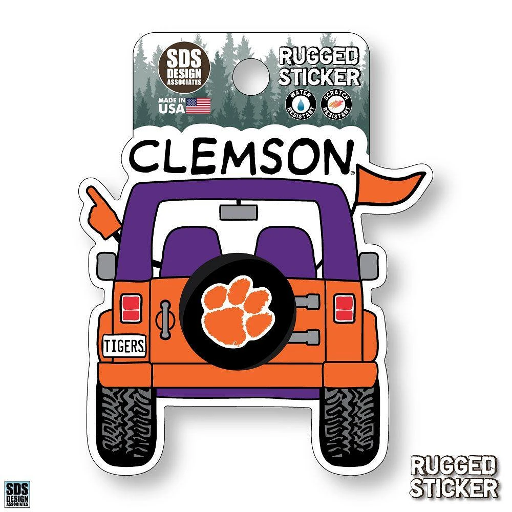 Clemson Seasons Design Cartoon Jeep 3.25
