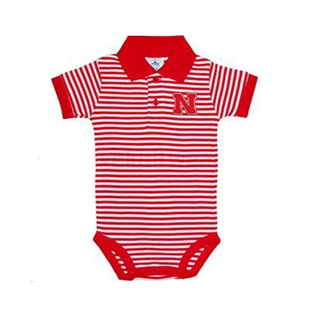 Nebraska Infant Striped Polo Bodysuit