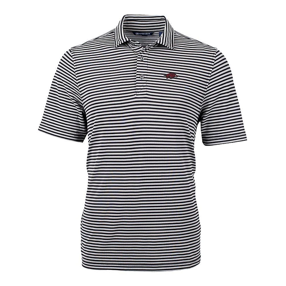 Arkansas Cutter & Buck Striped Virtue Eco Pique Polo