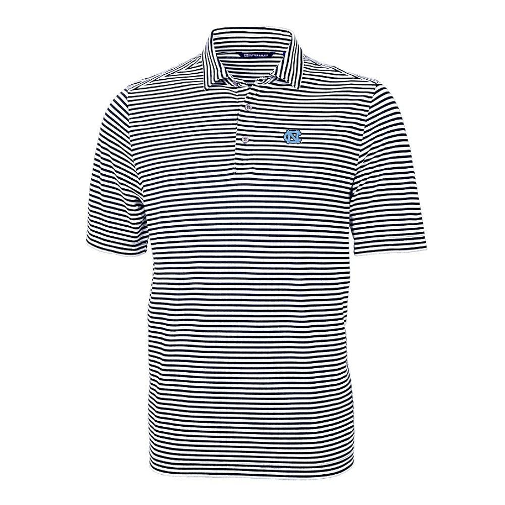 UNC Cutter & Buck Striped Virtue Eco Pique Polo