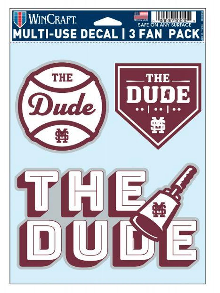 Mississippi State The Dude 3 pack Decals