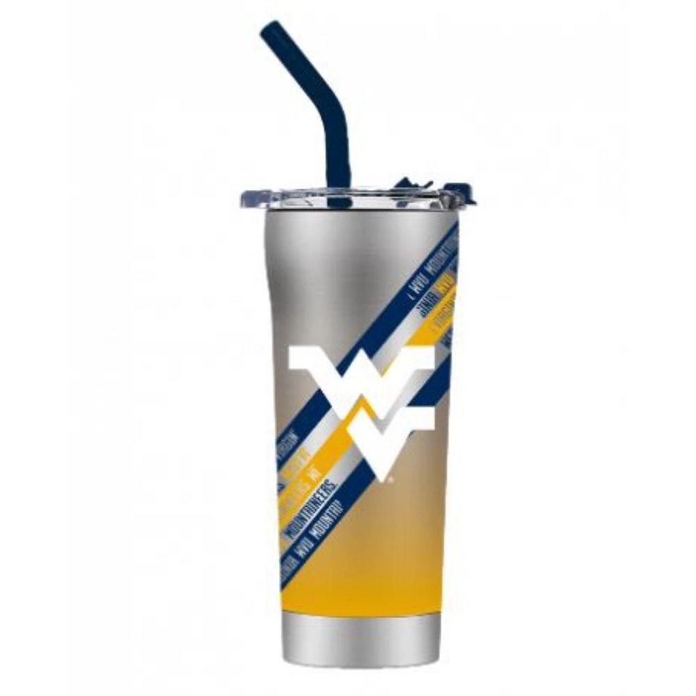 West Virginia Stripe Straw Tumbler