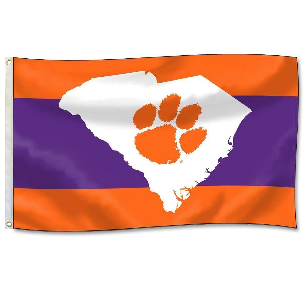Clemson 3' x 5' State/Paw Stripe House Flag