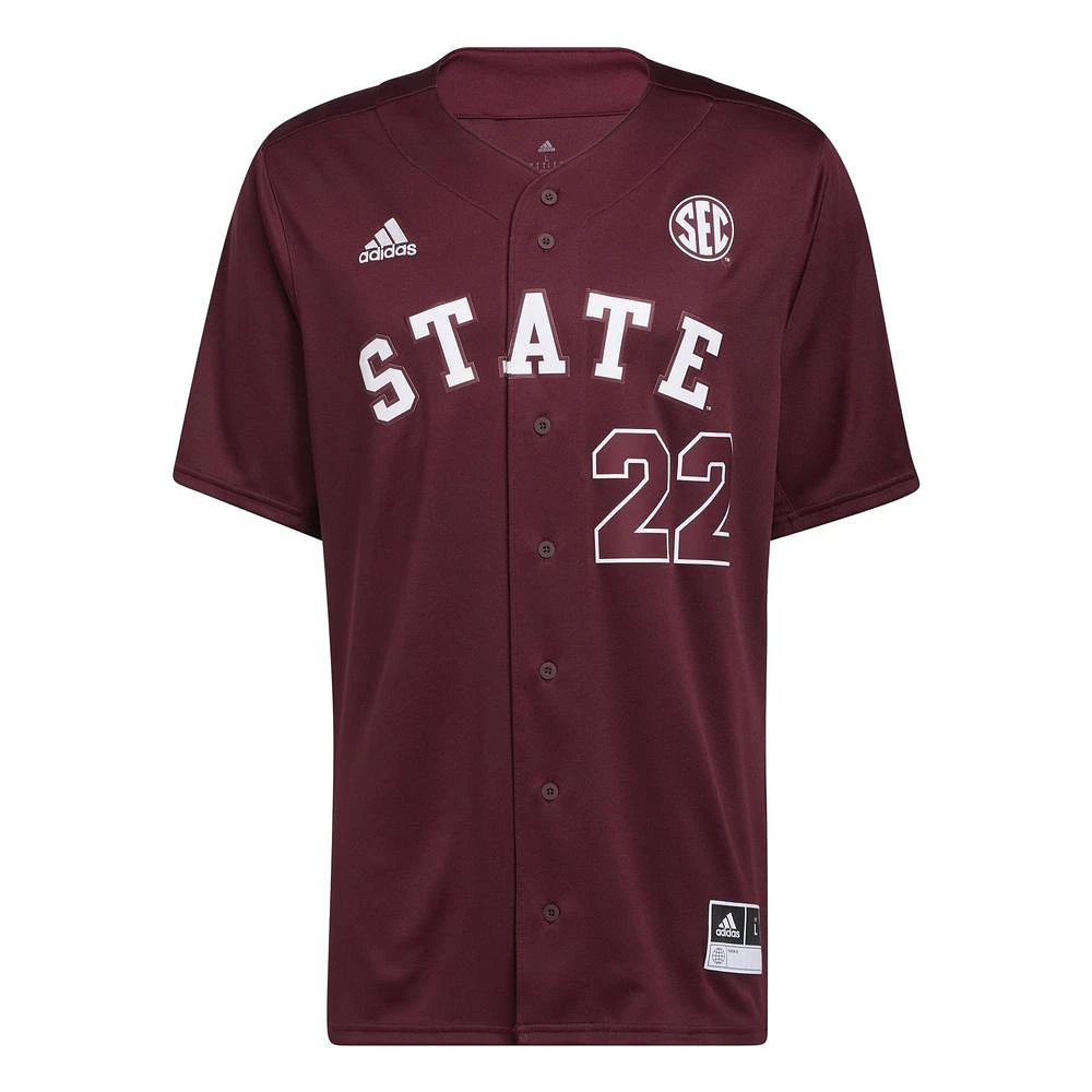 Mississippi State Adidas Replica Maroon Baseball Jersey