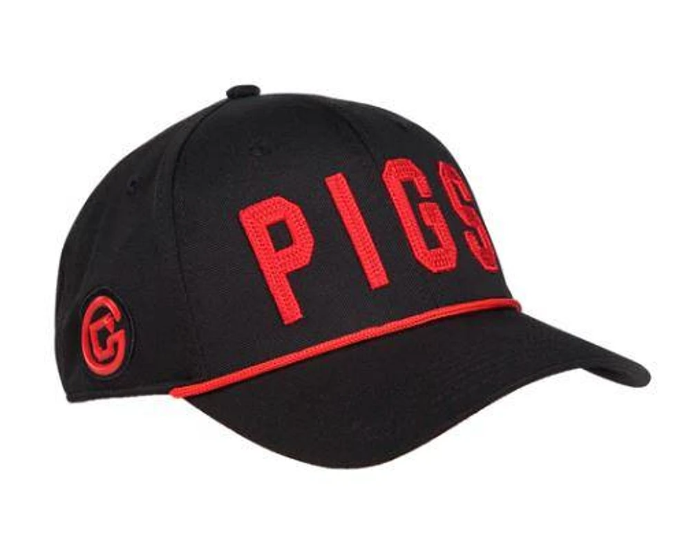 Pigs Men's Black Snapback with Red Rope Hat