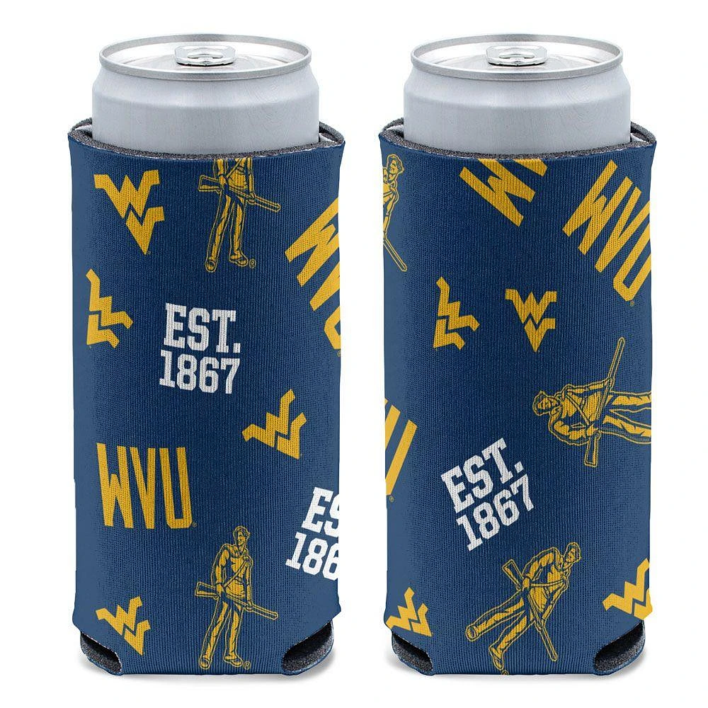 West Virginia 12 Oz Slim Scatterprint Can Cooler