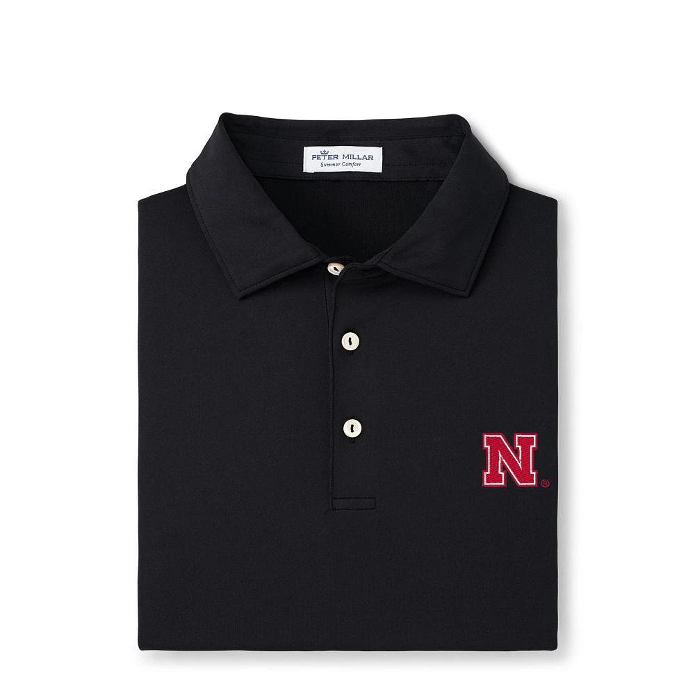 Nebraska Peter Millar Men's Solid Performance Polo