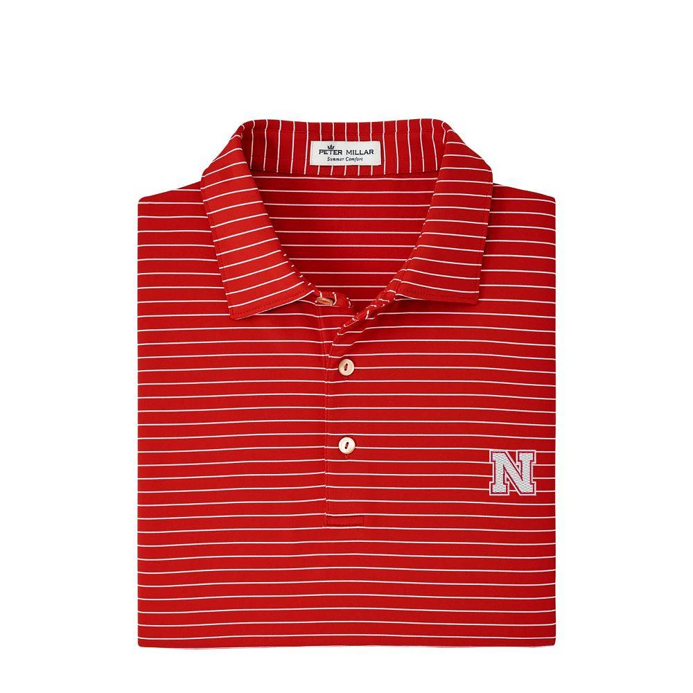 Nebraska Peter Millar Crafty Stripe Performance Polo