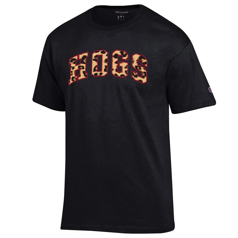 Arkansas Champion Women's Leopard Print Hogs Arch Tee