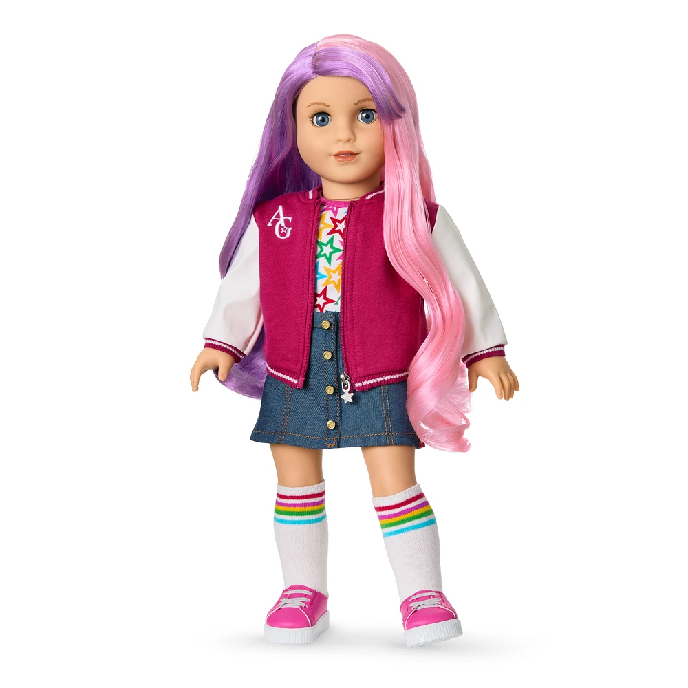 Truly Me™ 18-inch Doll #116 with wavy purple-and-pink hair