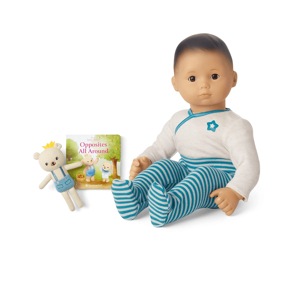 Bitty Baby® Doll #4 in Soft Blue + Bear Friend & Board Book