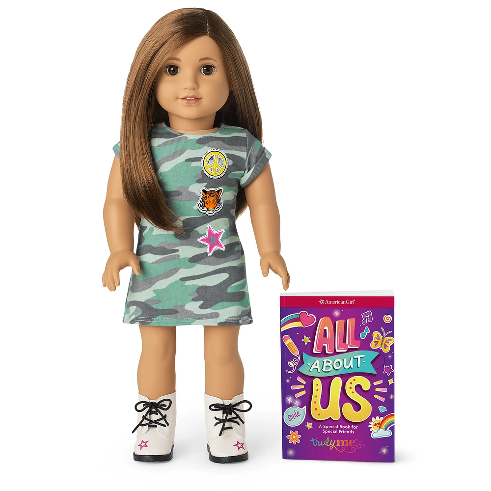 Truly Me™ 18-inch Doll #107 with layered straight brown hair