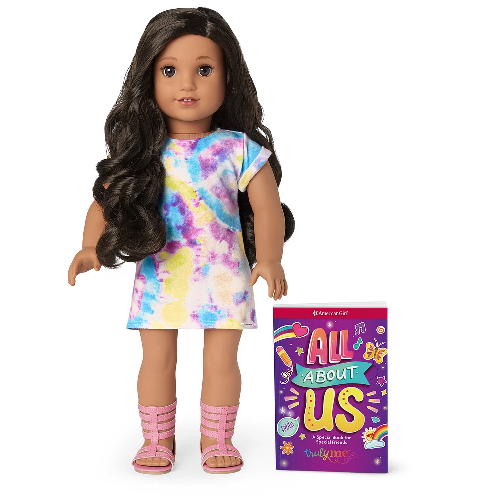Truly Me™ 18-inch Doll #108 with curly black-brown hair