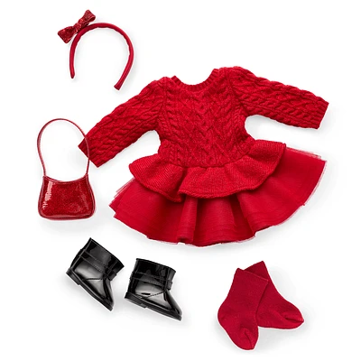 American Girl® x Something Navy Crimson Sparkle Sweater Dress for 18-inch Dolls