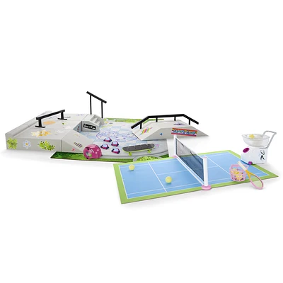 Isabel™ & Nicki's™ 2-in-1 Tennis Court & Skate Spot for 18-inch Dolls (Historical Characters
