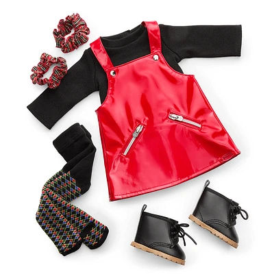 Nicki’s™ Red Vinyl Jumper Outfit for 18-inch Dolls (Historical Characters)