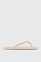 Ardene Rhinestone Strap Flip-Flops Sandals in Beige | Size | Eco-Conscious