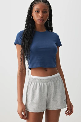 Ardene Basic Ultra Crop Crew Neck T-Shirt in Dark Blue | Size | Cotton/Elastane | Eco-Conscious