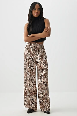 Ardene Wide Leg Flowy Pants in Brown | Size | Rayon