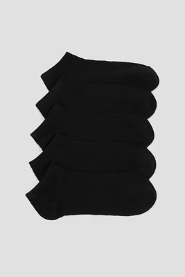 Ardene 5-Pack Solid Ankle Socks in Black | Polyester/Elastane