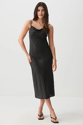 Ardene Satin Slip Dress in Black | Size | Polyester